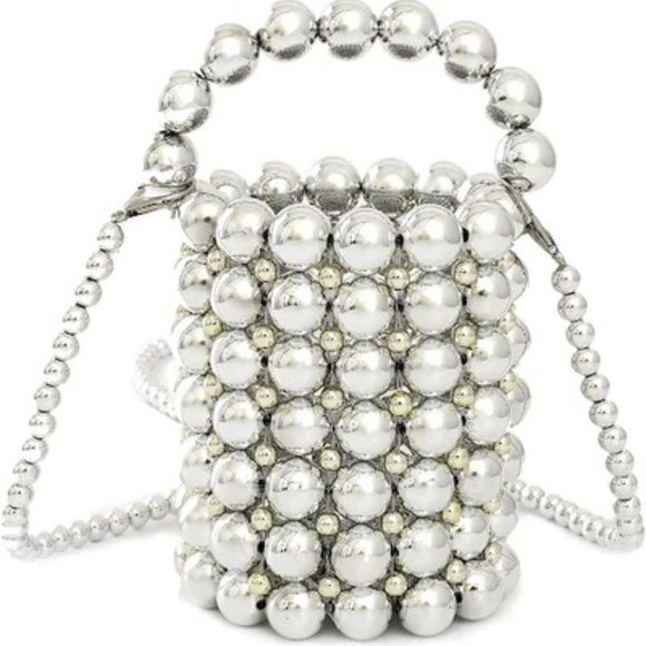 HANDMADE PEARL BEADED EVENING HANDBAG TOP HANDLE PURSE WITH INNERBAG & DUSTBAG - Picture 2 of 10